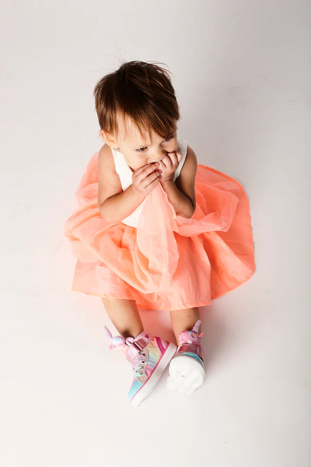 Twinkle the Unicorn Kids High Top Sneakers - Vegan Leather Shoes with Elastic Laces