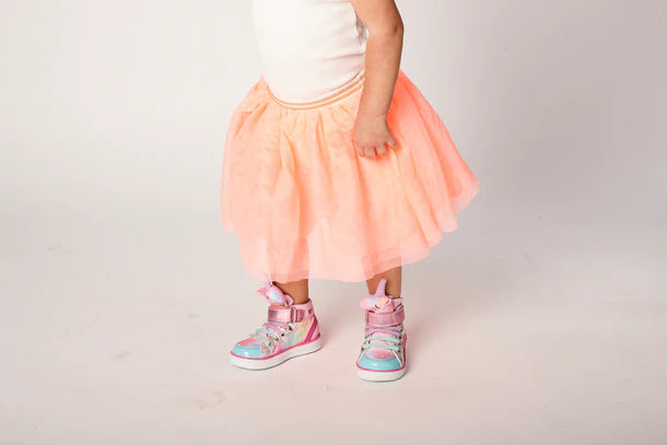 Twinkle the Unicorn Kids High Top Sneakers - Vegan Leather Shoes with Elastic Laces