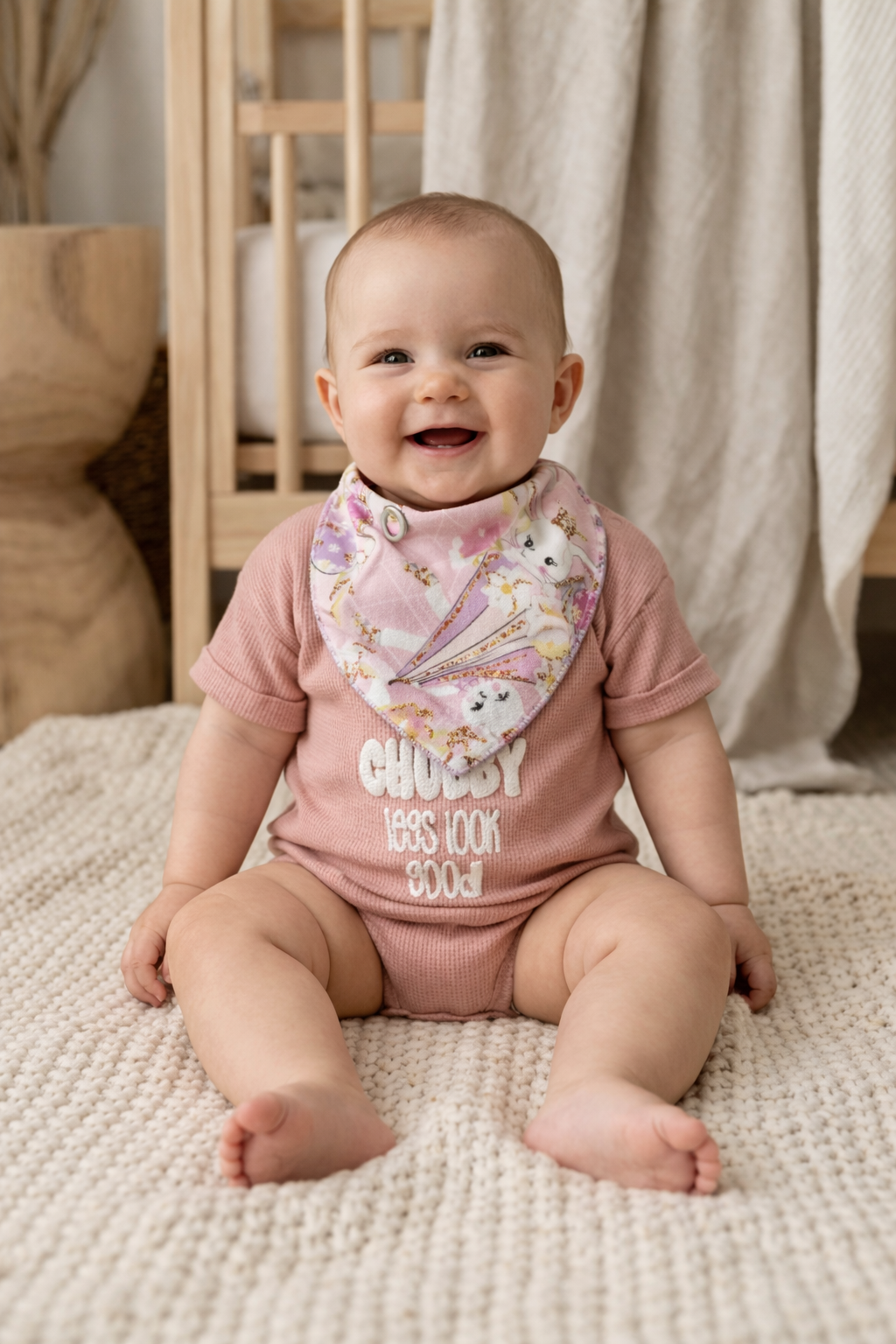 Handmade Bandana Bib-Pink Rabbit