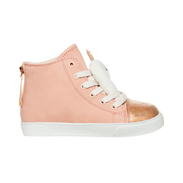 Zoe the Swan Kids High Top Sneakers - Vegan Leather Shoes with Easy Zipper