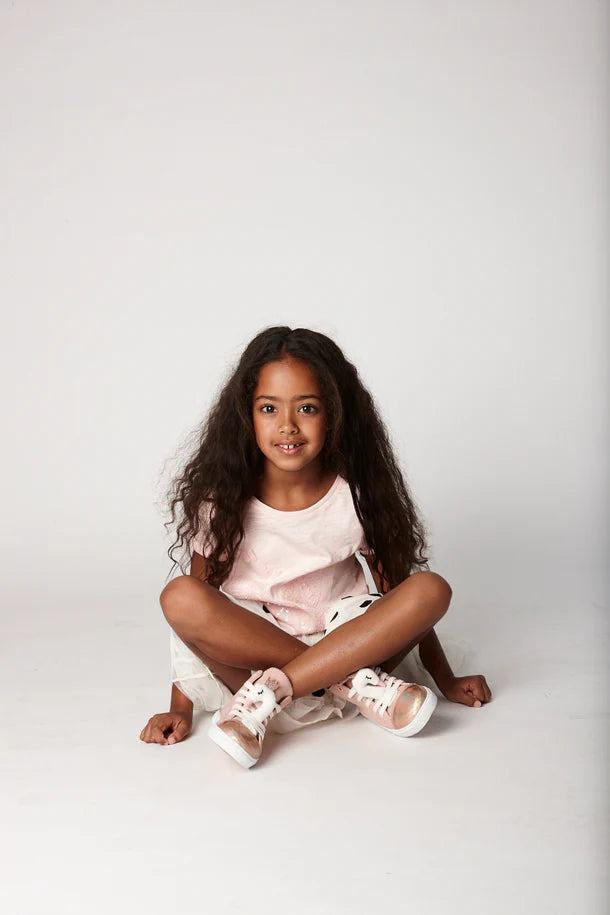 Zoe the Swan Kids High Top Sneakers - Vegan Leather Shoes with Easy Zipper