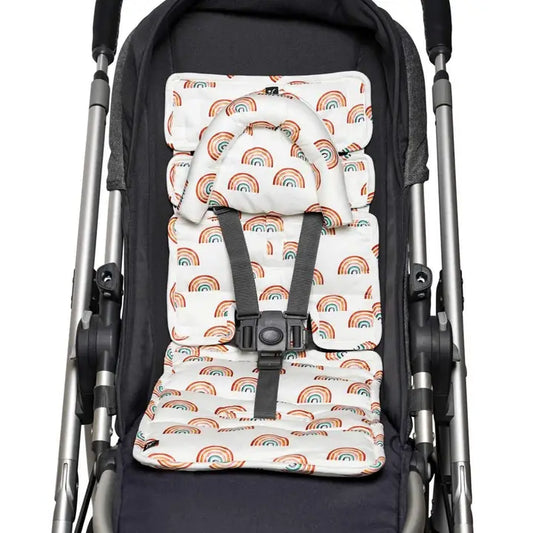 Mini Pram Liner with Adjustable Head Support - Rainbows