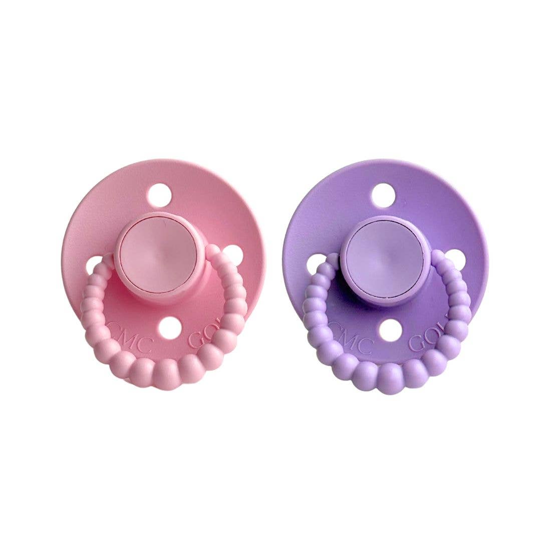 CMC 'Bubble' Dummies Baby Pink + Lavender: Size 1