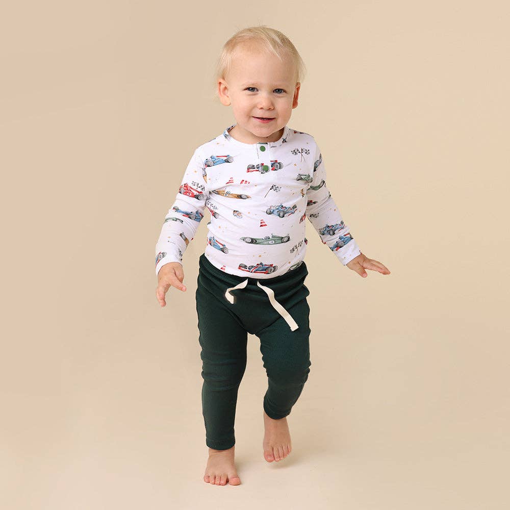 Little Racers Long Sleeve Organic Bodysuit: 3-6 Months (00)