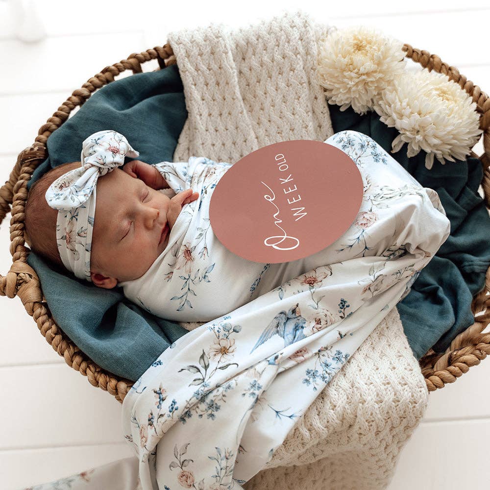 Sweet Swallows Organic Jersey Wrap & Topknot Set