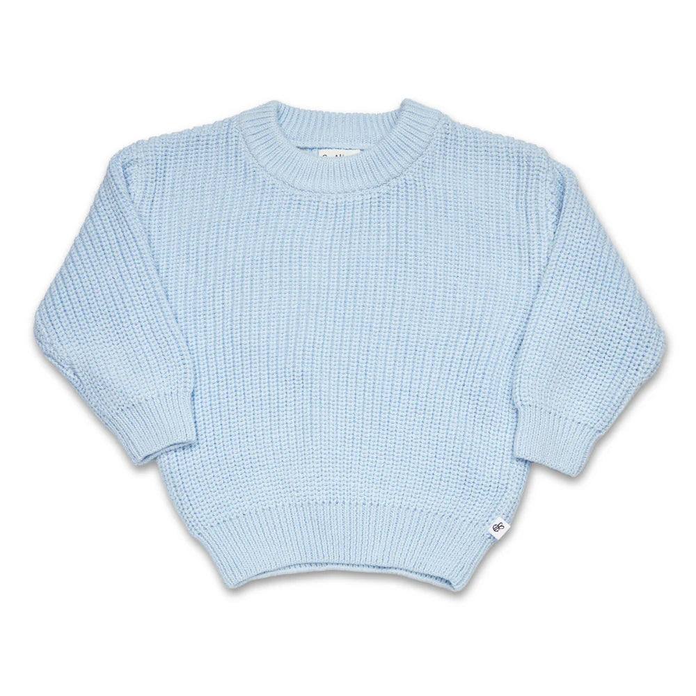 Oversized Cotton Knit Jumper- Baby Blue