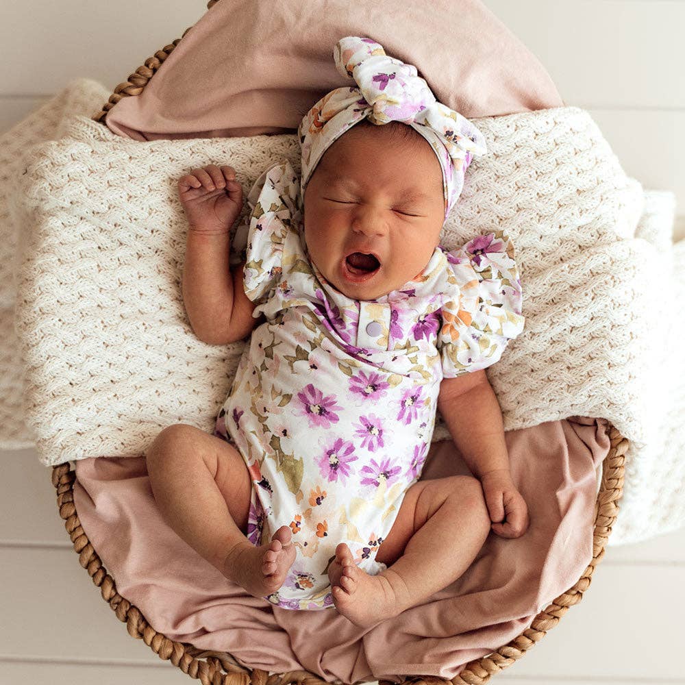 Isla Short Sleeve Organic Bodysuit with Frill: 0-3 Months (000)