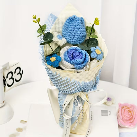 Crochet Flower Bouquet- Blue