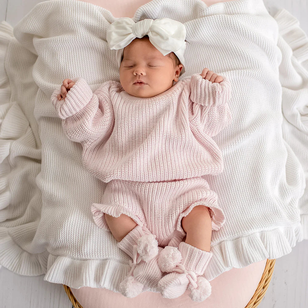 Oversized Cotton Knit Jumper-Blush