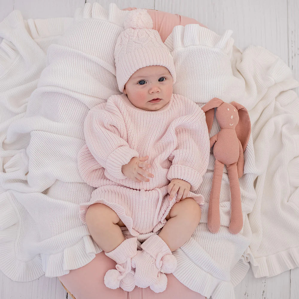 Oversized Cotton Knit Jumper-Blush