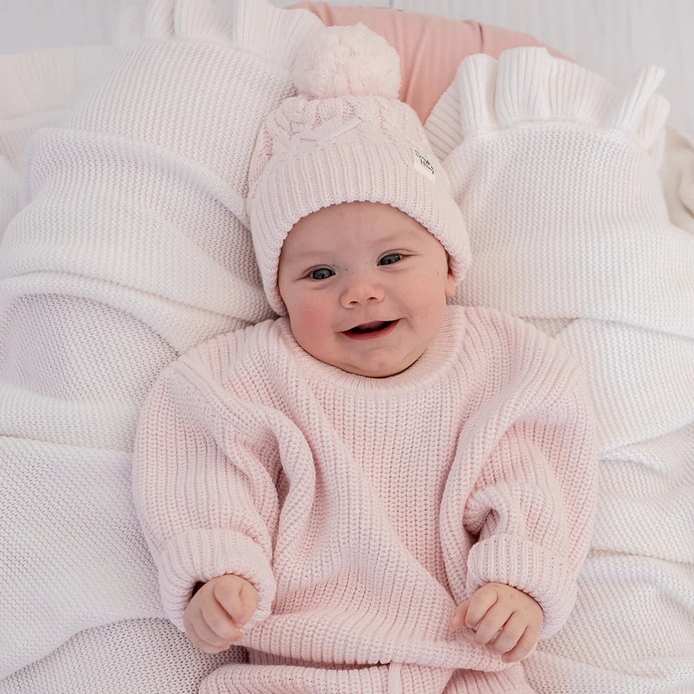 Oversized Cotton Knit Jumper-Blush