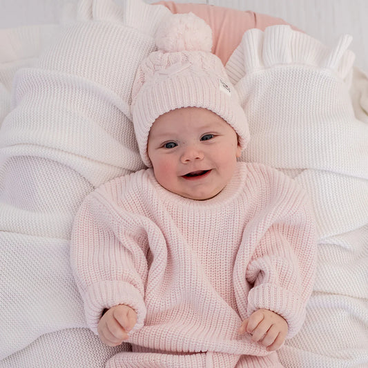 Oversized Cotton Knit Jumper-Blush