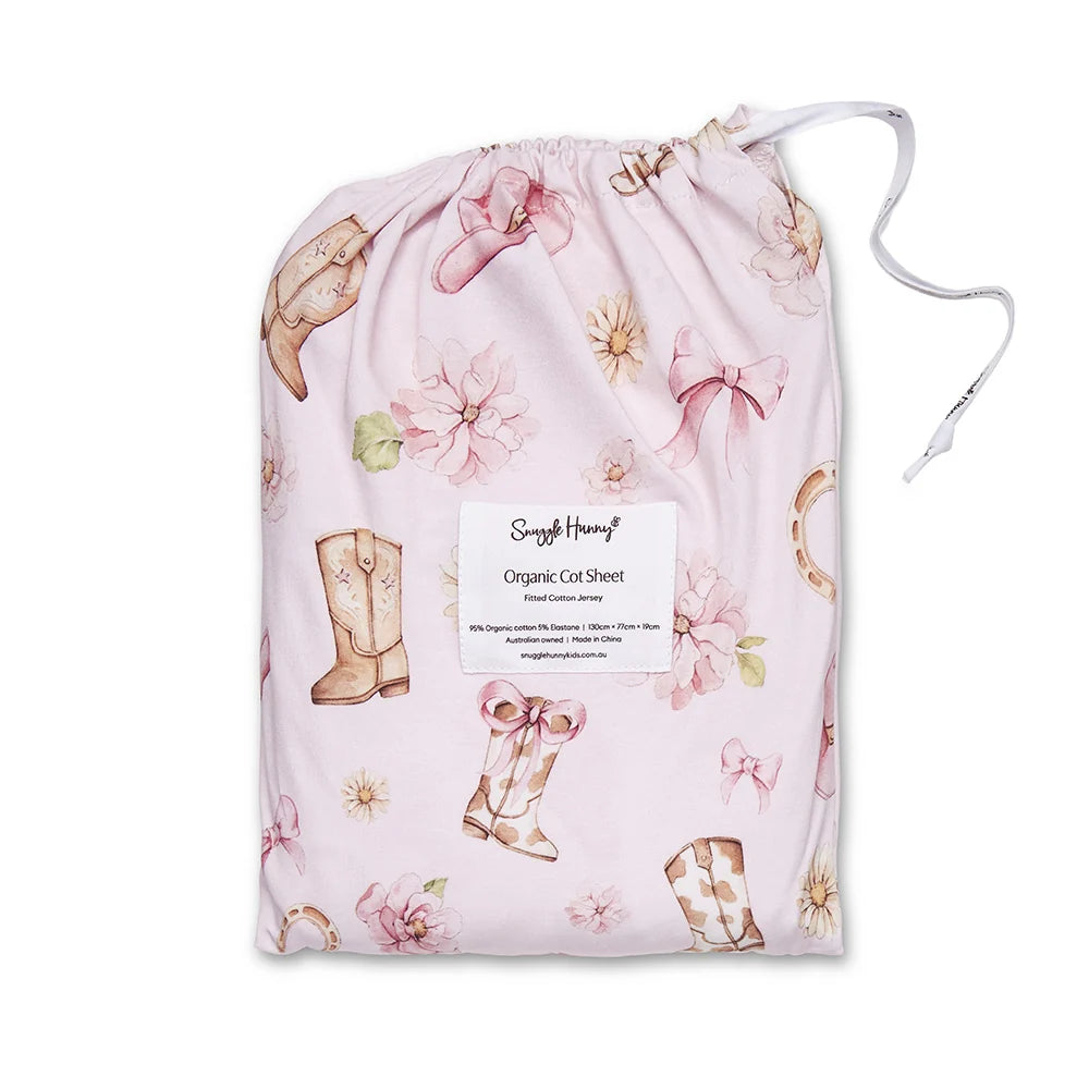 Boots and Bows Organic Fitted Cot Sheet