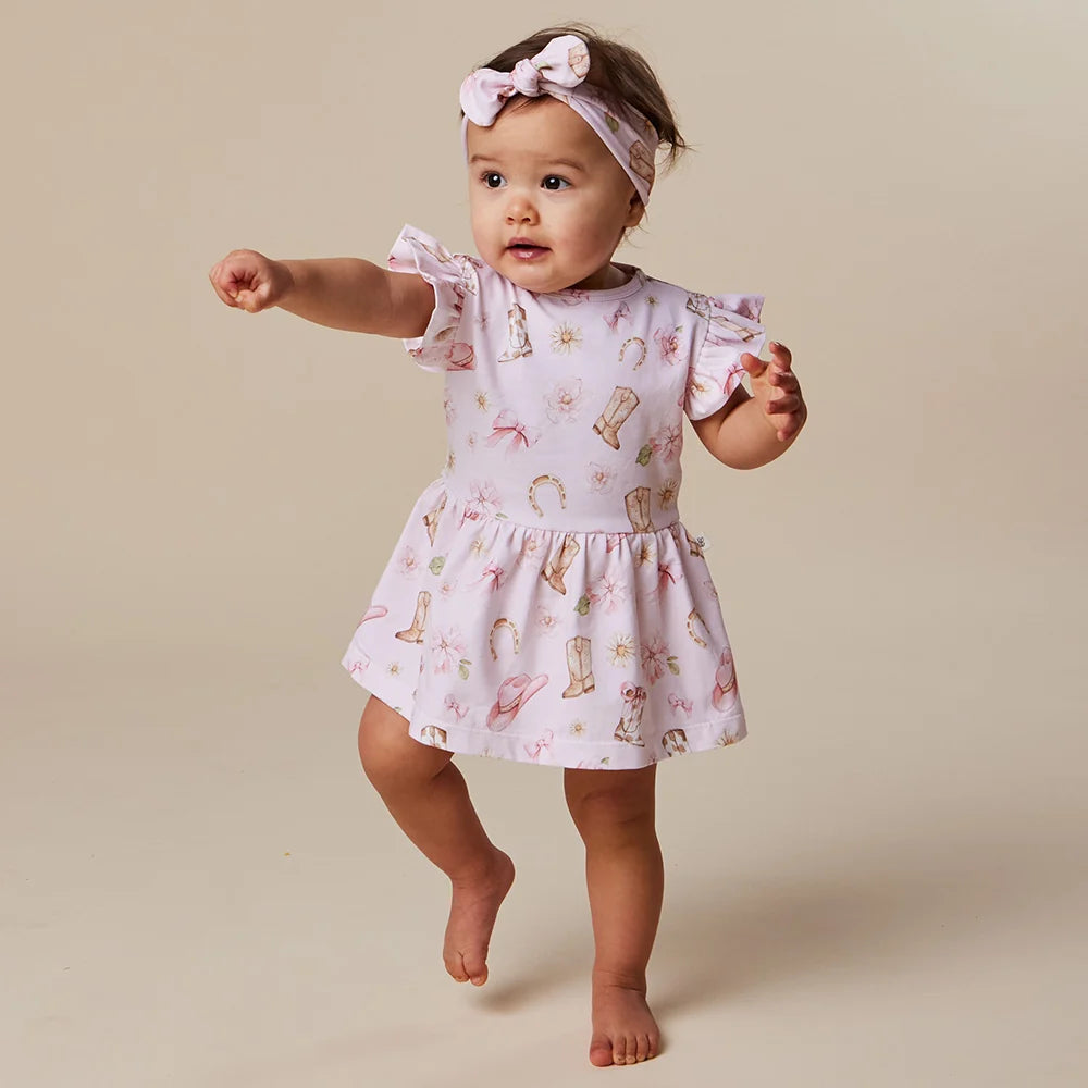 Boots and Bows Short Sleeve Organic Dress