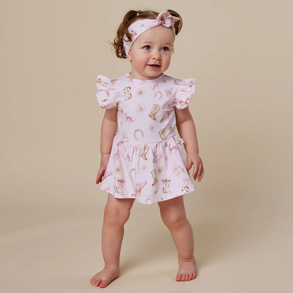 Boots and Bows Short Sleeve Organic Dress