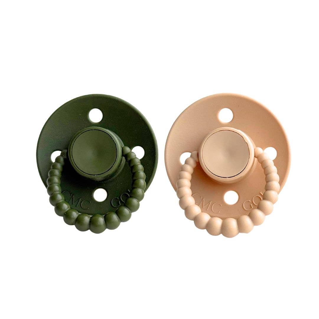 CMC 'Bubble' Dummies Olive + Croissant: Size 1