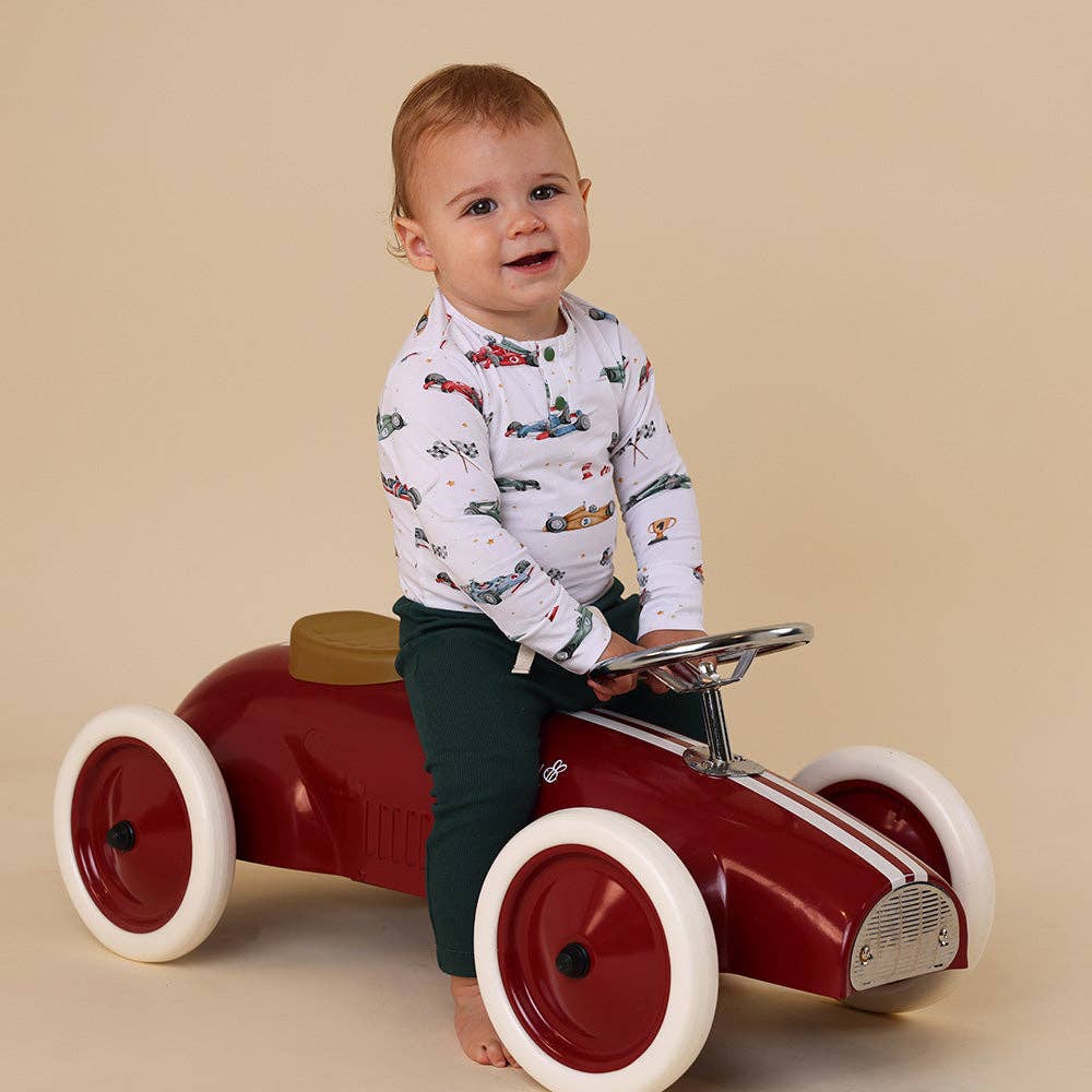 Little Racers Long Sleeve Organic Bodysuit: 3-6 Months (00)