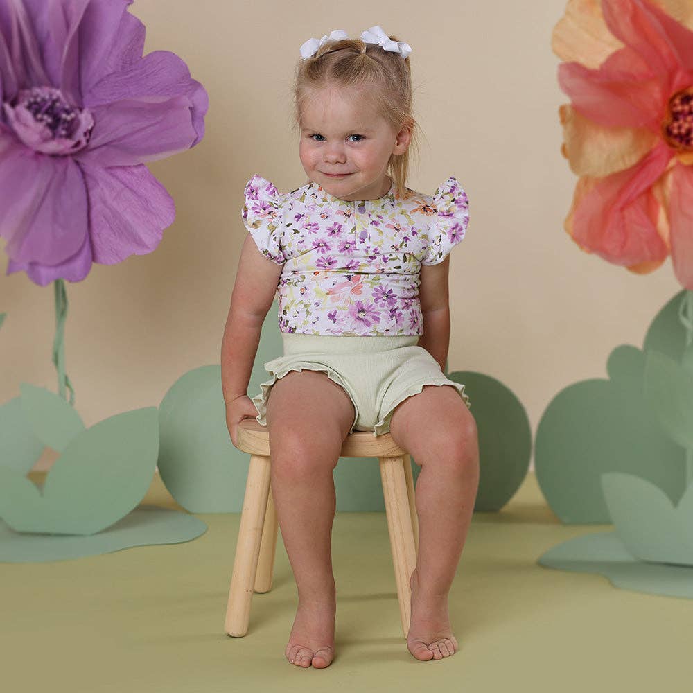 Isla Short Sleeve Organic Bodysuit with Frill: 0-3 Months (000)