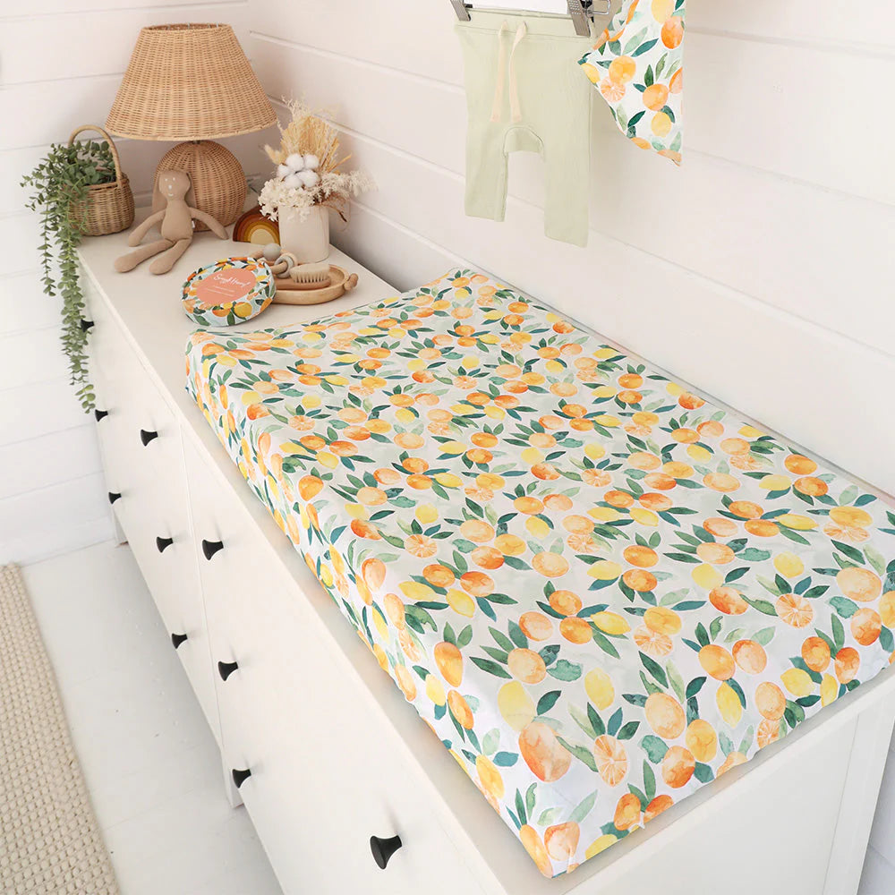 Citrus Squeeze Organic Bassinet Sheet / Change Pad Cover