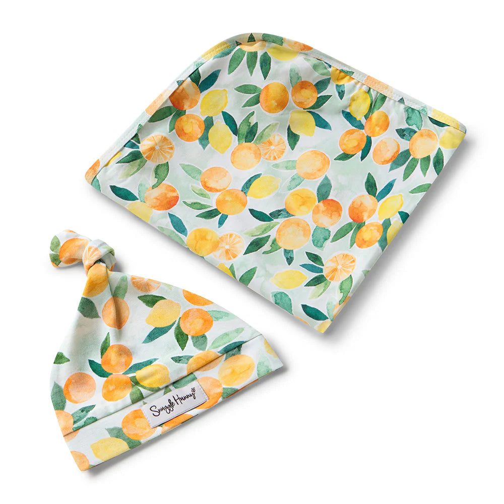 Citrus Squeeze Jersey Wrap & Beanie Set