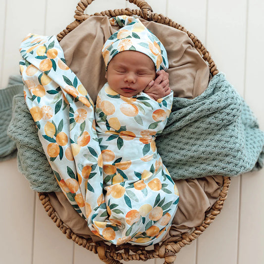 Citrus Squeeze Jersey Wrap & Beanie Set