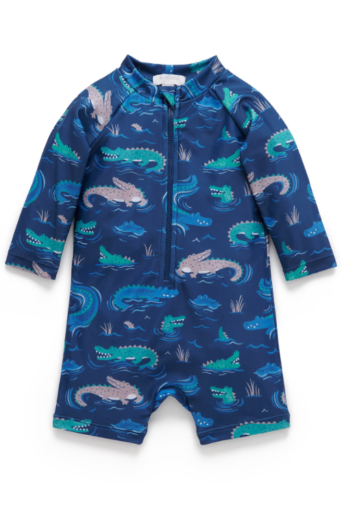 Long Sleeve Rashie Sunsuit Crocodile