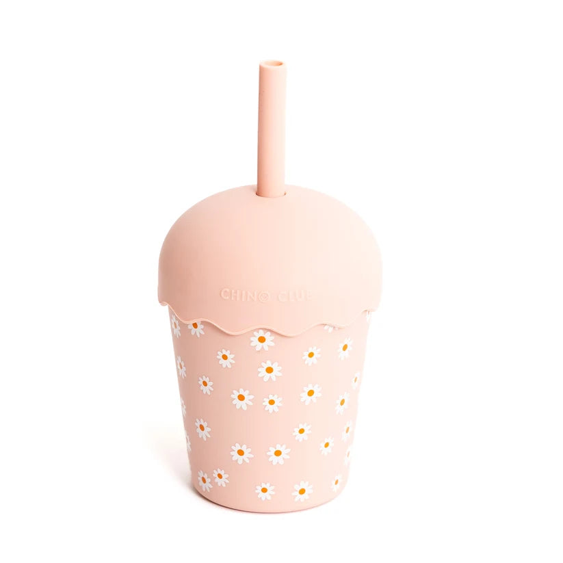 Pink Daisy Mini Smoothie Cup and Straw- 200ml