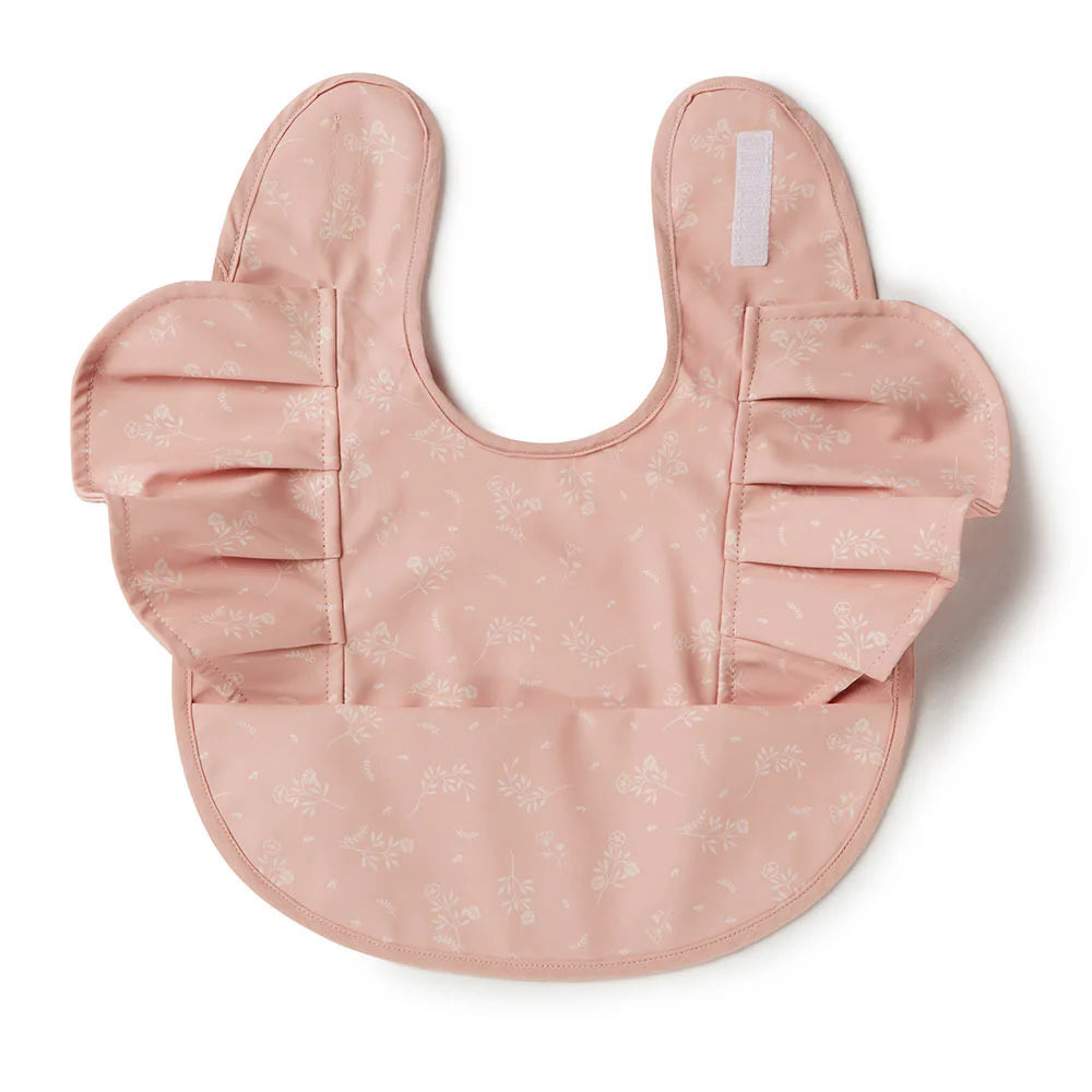 Frill Snuggle Bib-Dusty Rose Flower