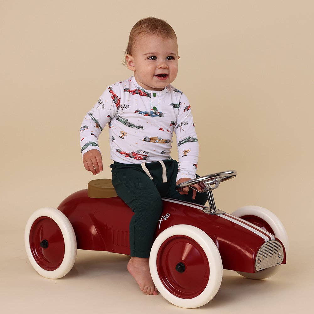 Little Racers Long Sleeve Organic Bodysuit: 3-6 Months (00)