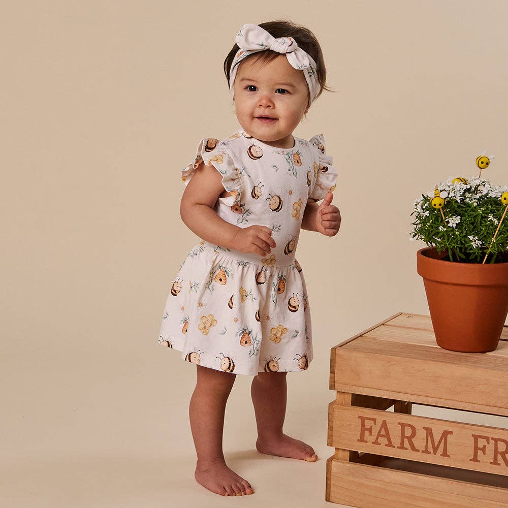 Bumblebees Short Sleeve Organic Dress: 6-12 Months (0)