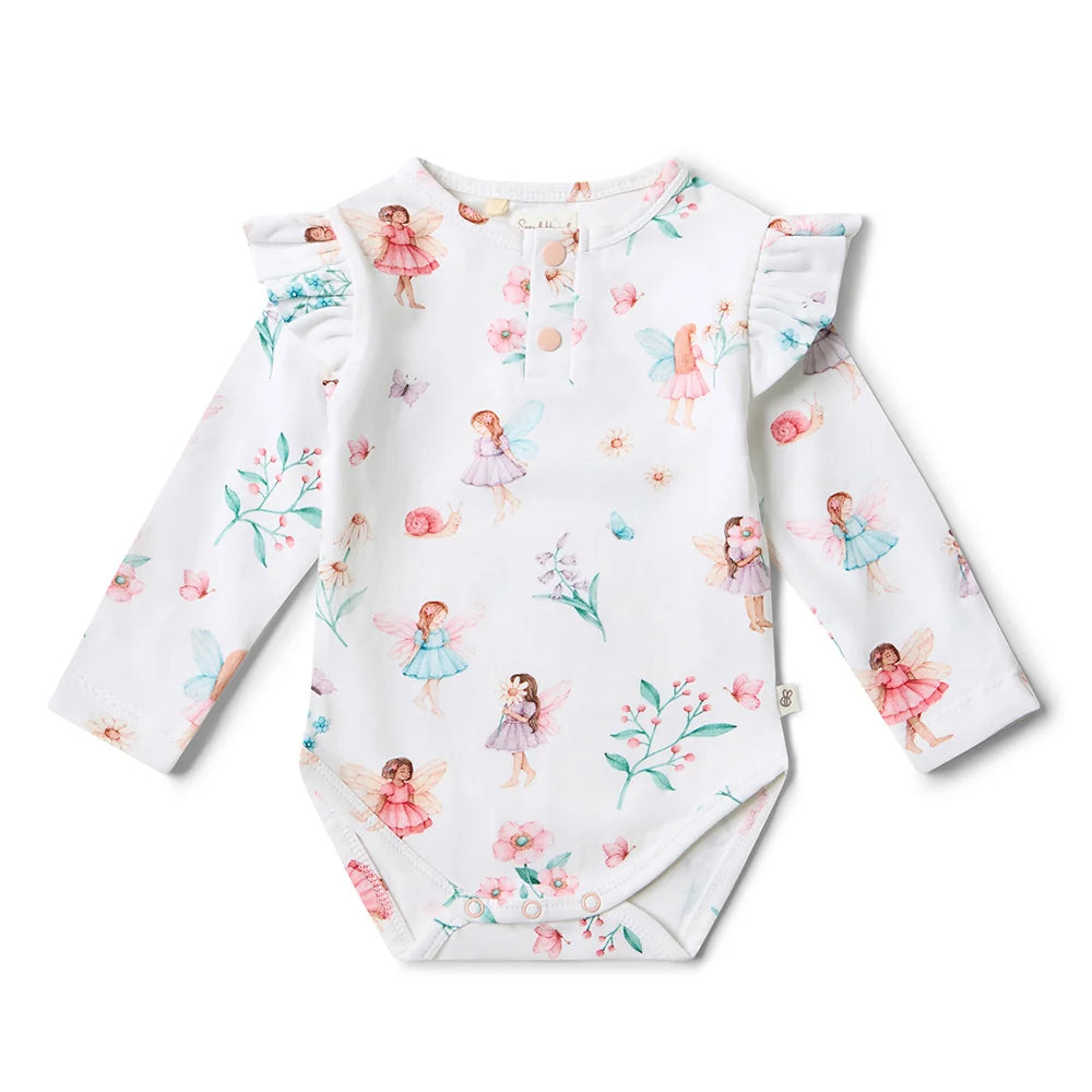 Fairy Garden Long Sleeve Organic Bodysuit with Frill