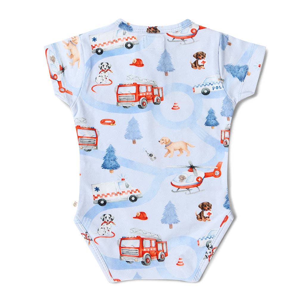 To The Rescue Short Sleeve Organic Bodysuit: 0-3 Months (000)