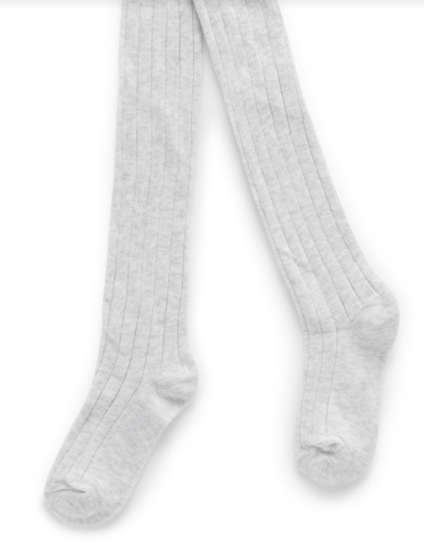 Rib Tights Pale Grey Melange