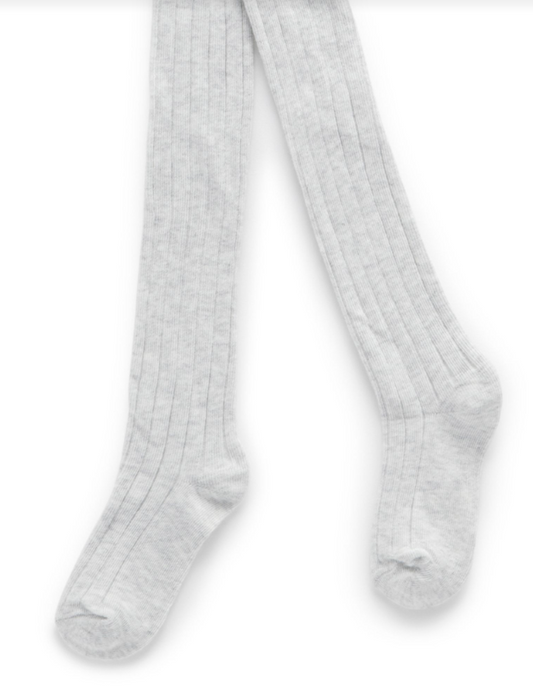 Rib Tights Pale Grey Melange