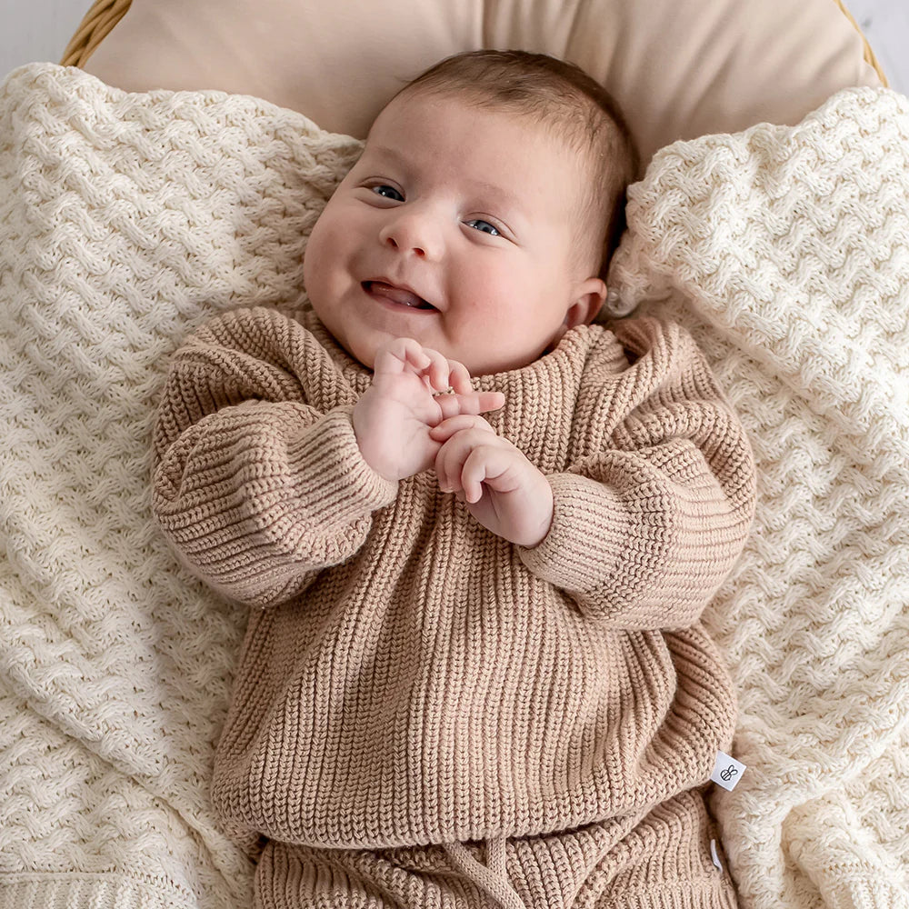 Oversized Cotton Knit Jumper- Hazelnut