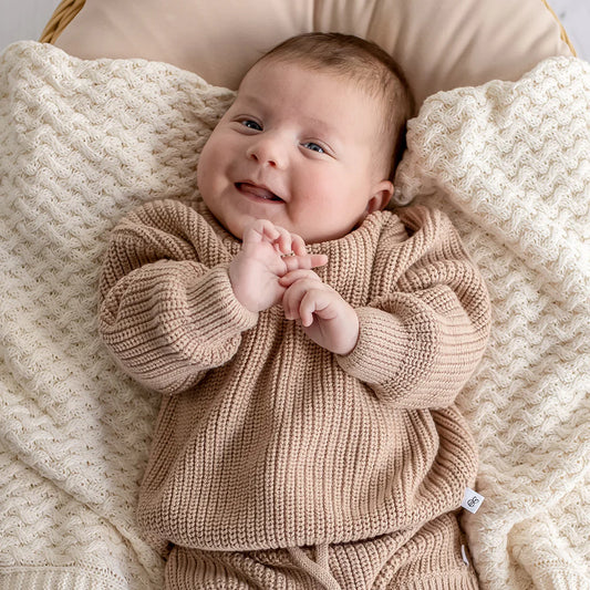 Oversized Cotton Knit Jumper- Hazelnut