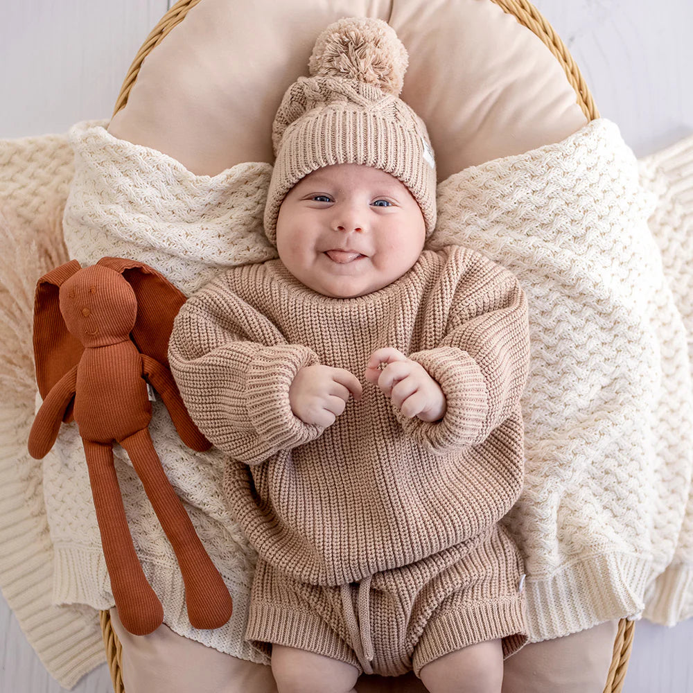 Oversized Cotton Knit Jumper- Hazelnut
