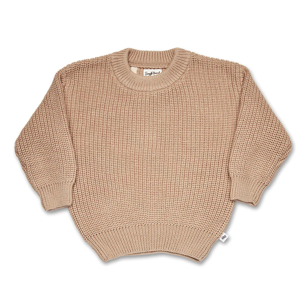 Oversized Cotton Knit Jumper- Hazelnut