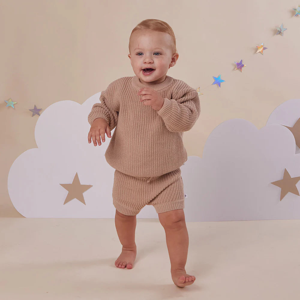 Hazelnut Organic Cotton Knit Shorts