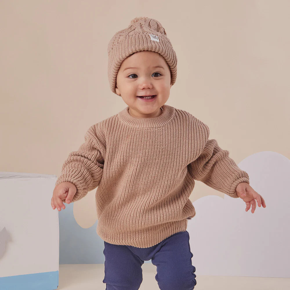 Oversized Cotton Knit Jumper- Hazelnut