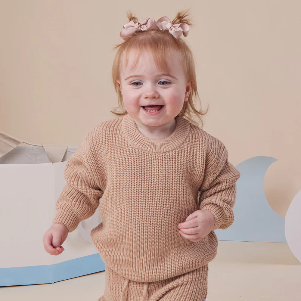 Oversized Cotton Knit Jumper- Hazelnut