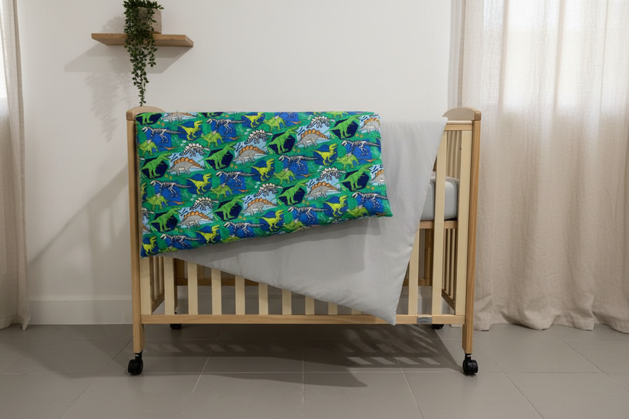Handmade Reversible Cot Quilt- Dinosaurs