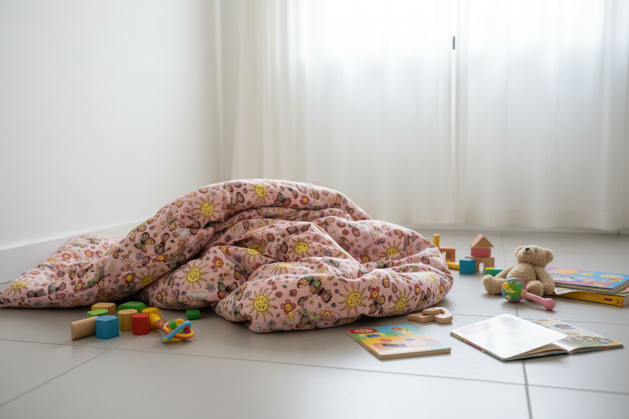 Handmade Reversible Cot Quilt- Rainbows and Butterflies