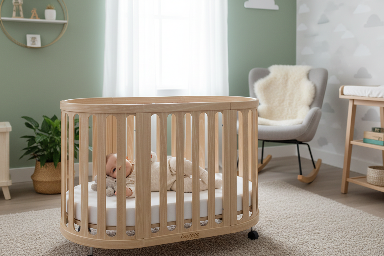 Baby in Kaylula Sova Cot in standard cot stage