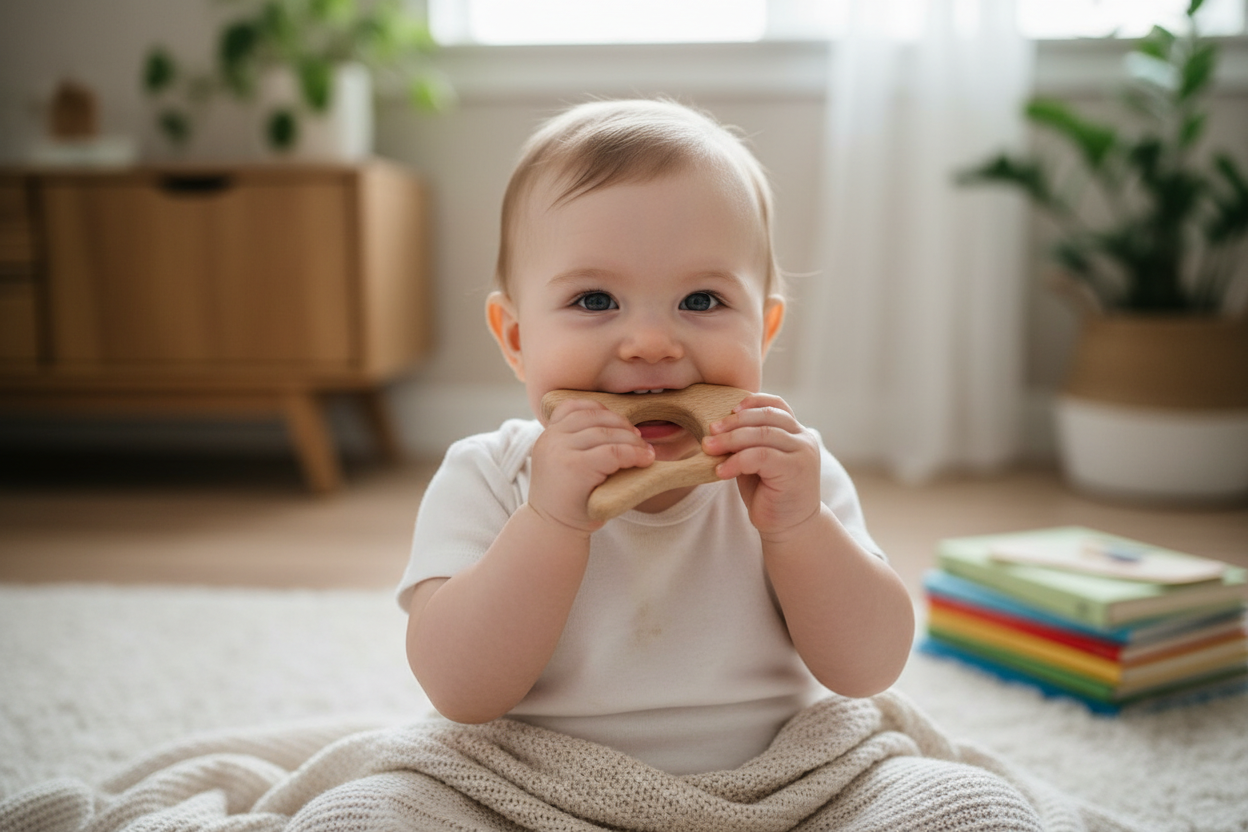 Small Wooden Teether-Fish