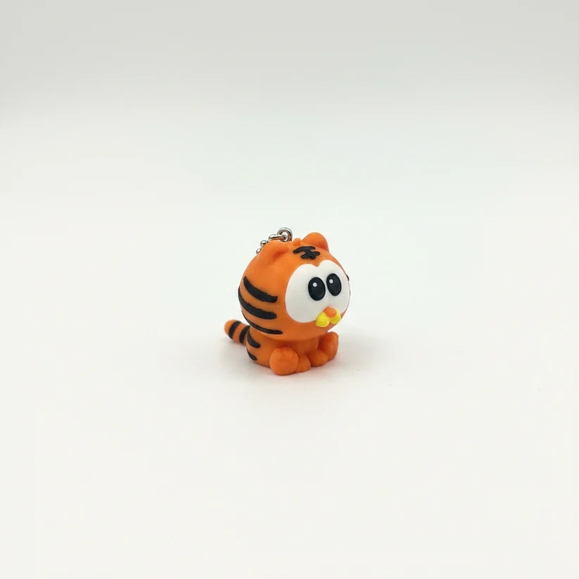 3D Printed Orange Tiger Cat Keyring — PLA Miniature Figurine