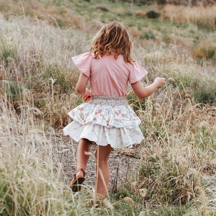 Girls Frill Sleeve Top - Peach Pink