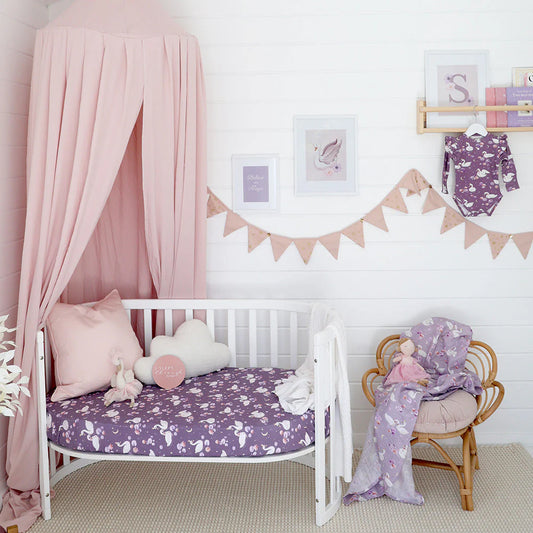 Midnight Swan Organic Cot Sheet
