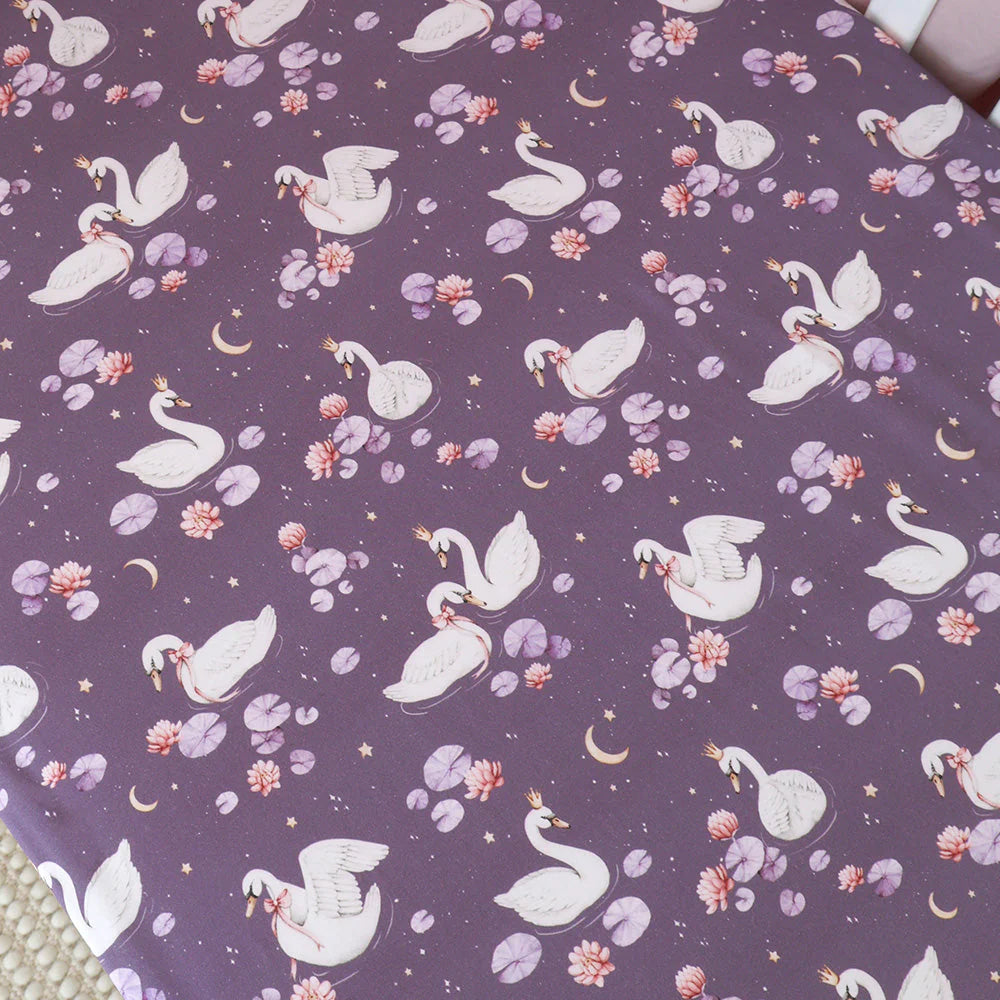 Midnight Swan Organic Cot Sheet
