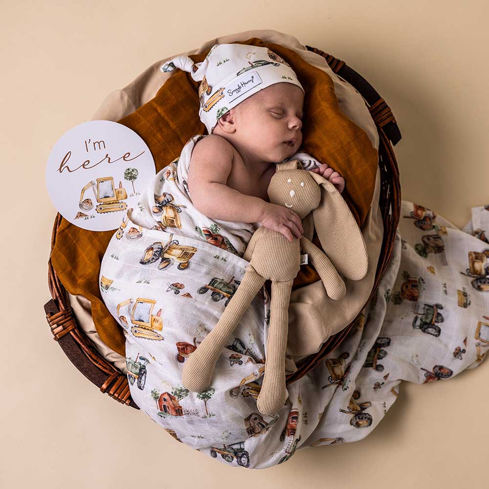 Diggers and Tractors Organic Muslin Wrap